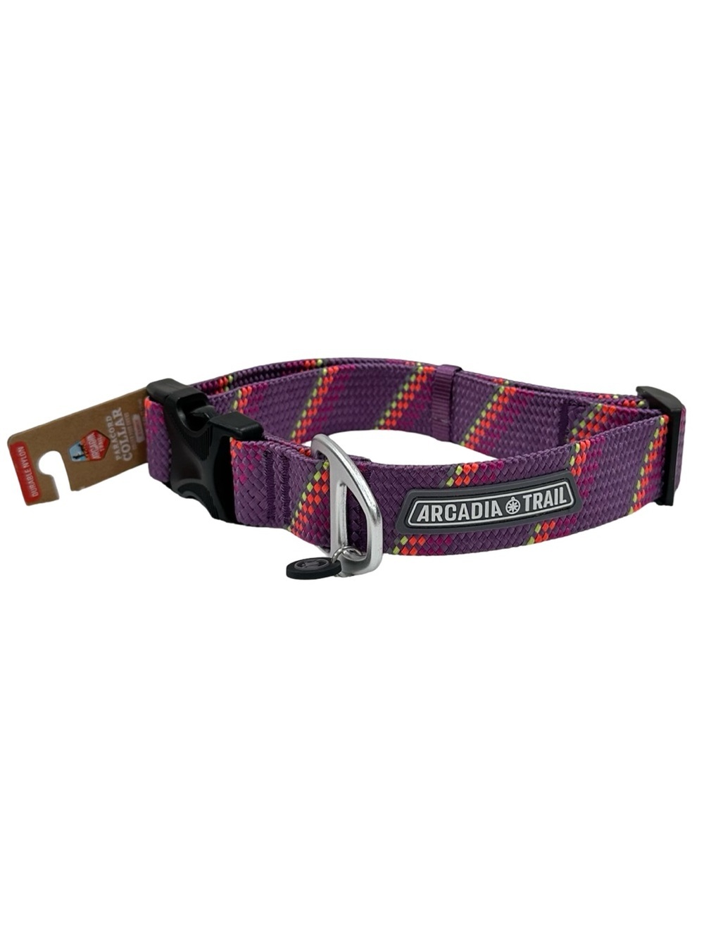 Arcadia Trail XL Purple Paracord Dog Collar Reflective NWT 18.125-28”